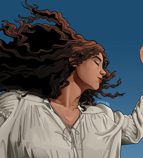 Exemplo de retrato plano médio no estilo cel-shade